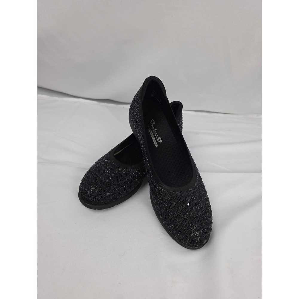 Skechers Cleo 2.0 Love Spell Black Rhinestone Ballet Flats 158925 BBK Size 8